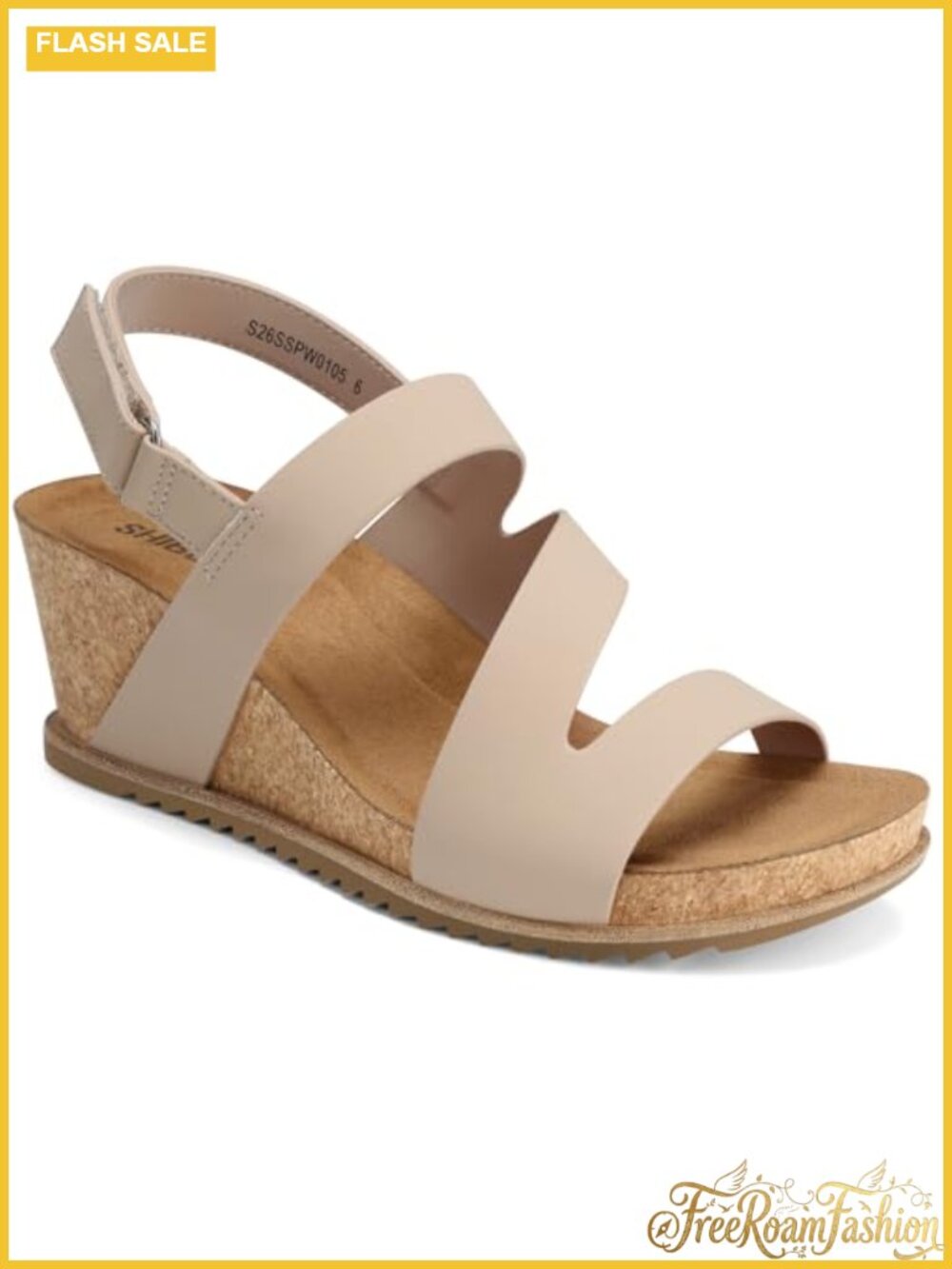 Women's Wedge Sandals Faux Leather Cork Platform Open Toe Ankle Strap Comfort